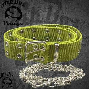 Urban Outfitters UO Fabric Eyelet & Chain Webbing Belt Green Size One Size
