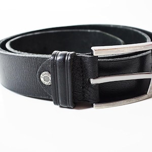 Guzini Vintage Mens Belt Leather Jeans Belt Black Size 38
