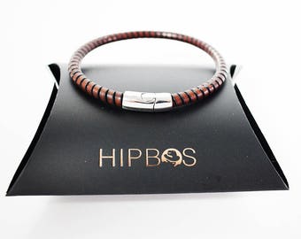 HipBos - Simplicity Series Round Leather Bracelet with Silver Stainless Steel Clasp