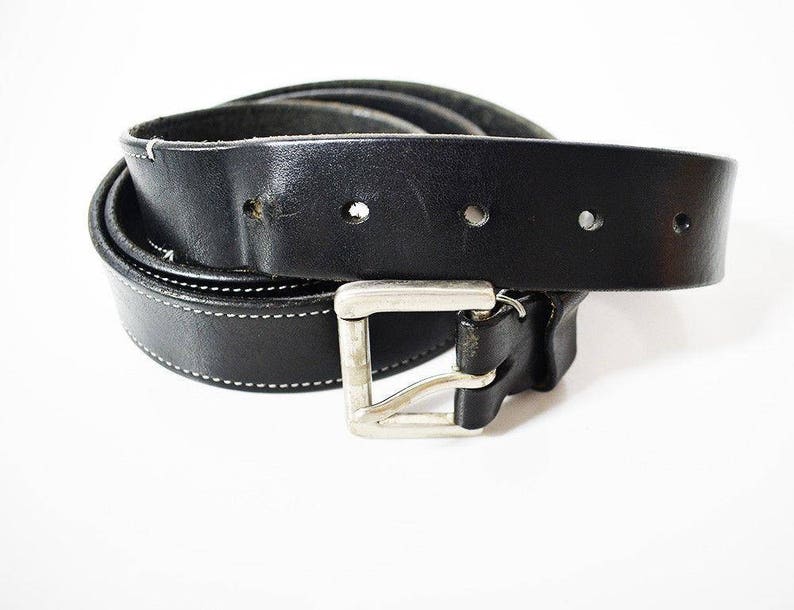 Vintage Mens Leather Belt Black Etsy Sweden
