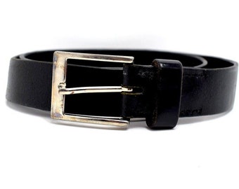 Vintage Swiss Mens Leather Belt Black Size 34