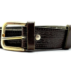 Vintage Hand Made Mens Womens Leather Belt Brown Size 38