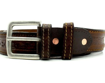 Vintage Mens Real Leather Belt Brown Taille 30