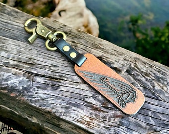 Personalized Indian Motorcycles Motorbike Key Chain - Custom Engraved Leather Keyring