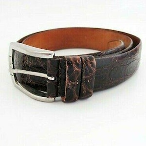 Van Laack Vintage Classic Mens Leather Jeans Belt Brown Size 36