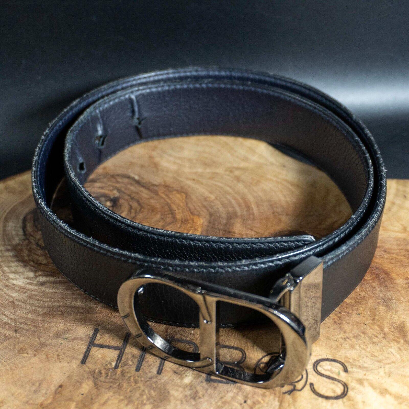Dior Homme Mens Belt Leather CD Logo Buckle Belt Authentic
