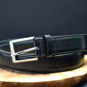 David Jones Mens Classic Leather Belt Black Size Large image 1