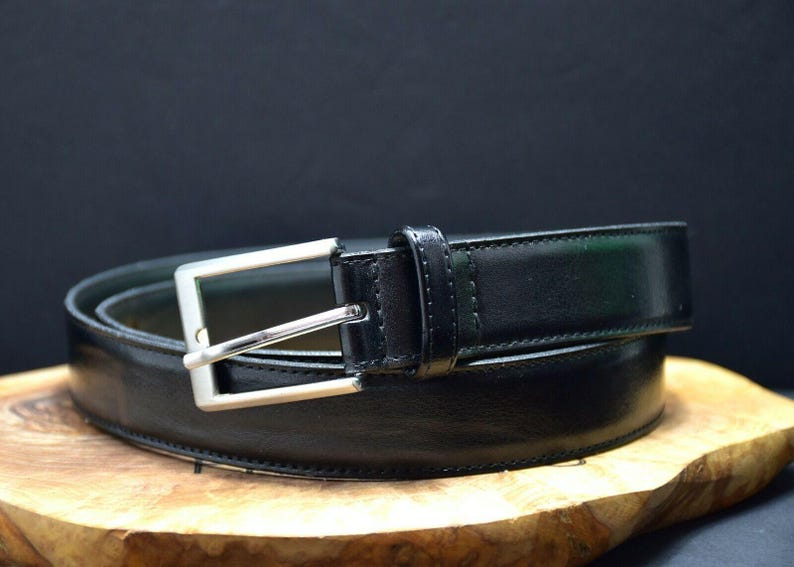 David Jones Mens Classic Leather Belt Black Size Large image 1