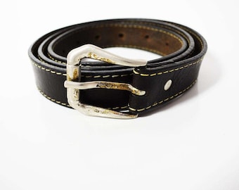 Vintage Men Leather Belt Black