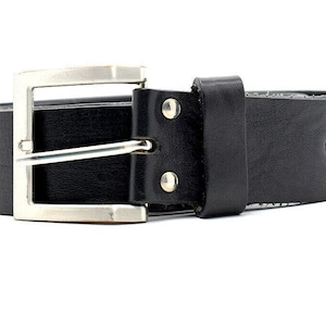 Warren & Parker Original Vintage Mens Real Leather Belt Black Size 36