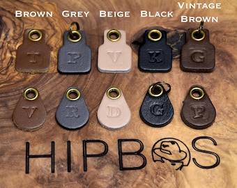 Llavero con etiqueta de lágrima de cuero pequeño personalizado hecho a mano de HipBos, llavero - varios colores