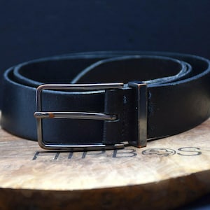 Marks and Spencer M&S Vintage Mens Leather Jeans Belt Black Size 34-36