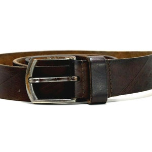 Vintage Handmade Mens Real Leather Belt Brown Size 34