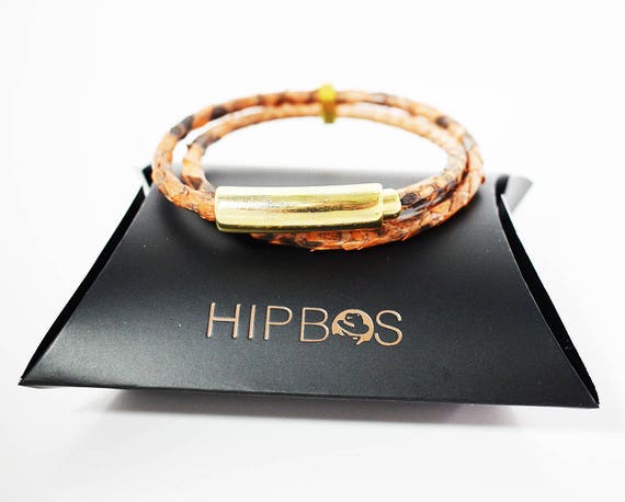 Hipbos Serpent Series Double Round Python Leather Bracelet | Etsy