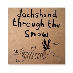Dackel durch den Schnee, Dackel Weihnachtskarte, Dackel Weihnachtskarte, Hund Urlaub Grußkarte