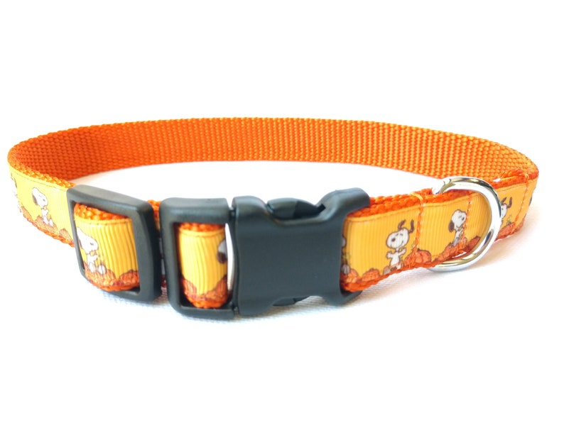 Snoopy Pumpkin Dog Collar 1 Width Adjustable Length