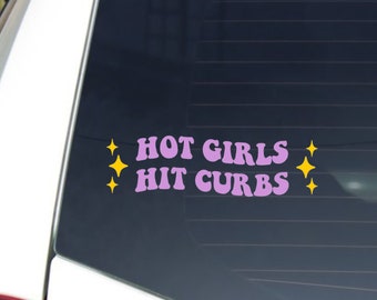 Hot girls hit curbs sticker decal | Cute car vinyl decal