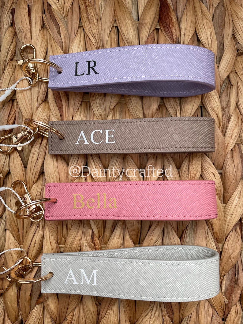 Personalised wristlet keyring Personalised gift Keychain Initials gift New Car Bridesmaid gifts image 2