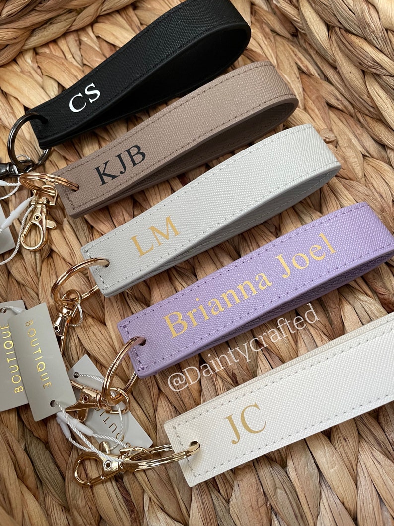 Personalised wristlet keyring Personalised gift Keychain Initials gift New Car Bridesmaid gifts image 1