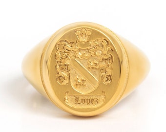 Family Crest Signet Ring, Custom Engraved Signet Ring, Tradition Signet Ring, Clan Logo Jewelry, Coat of Arms Ring, Crested Ring, Seal Ring