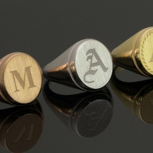 Anillo de sello de oro, anillo con letras, oro macizo, anillo de meñique personalizado, anillo con monograma, anillo de sello, anillo de sello familiar, regalo para el esposo, anillo de caballero