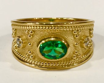 Vintage Style Gemstone Ring Mothers Stone Ring Mother Ring,Antique Rings Antique Style Rings Byzantine Etruscan Greek Jewelry Emeralds