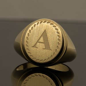 Anillos con letras de oro, anillos personalizados, anillos con iniciales, anillos con monograma, anillos de oro para hombres, anillo de oro para el meñique, regalo para el esposo, anillo con letras grabadas
