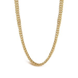 Collar de cadena de cola de zorro de oro macizo de 14 quilates hecho a mano - Cierre de langosta pesado