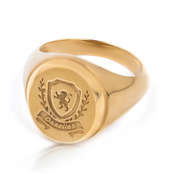 Solid gold ring Man, Custom Signet Ring, Mens Gold Ring, Family Crest Ring, Coat of Arms Ring, Bague Homme, Mann Goldring, Custom Man Ring