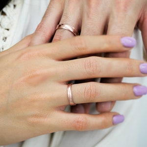 Mobius Wedding Ring Set: Solid Rose Gold Couple Bands