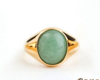 Chevalière en or, chevalière avec pierres précieuses, bague aventurine, petit doigt femme, petit doigt avec pierres précieuses, bague homme émeraude, petit doigt personnalisé, cadeau