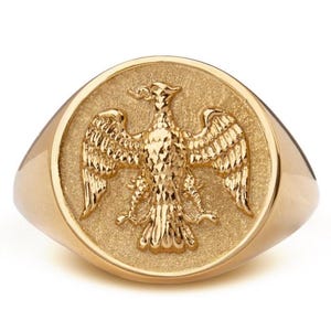 14K Gold Eagle Ring, American Eagle Ring,  Animal Signet Ring, Gift for Husband, Bird Signet Ring, Gold Signet Ring, Eagle Symbol Ring