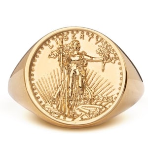 14K Gold Liberty Ring, American Eagle Signet Ring, Personalized Jewelry, American Heritage Ring, American Liberty Ring, Symbol of Liberty