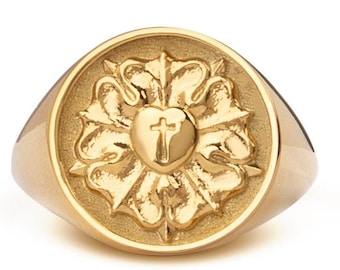 スターリングシルバー刻印LutherのローズLutheranメダルペンダント、5 / 8インチ Luther Rose, Luther Rose Necklace, Lutheran Jewelry, Lutheran Rose