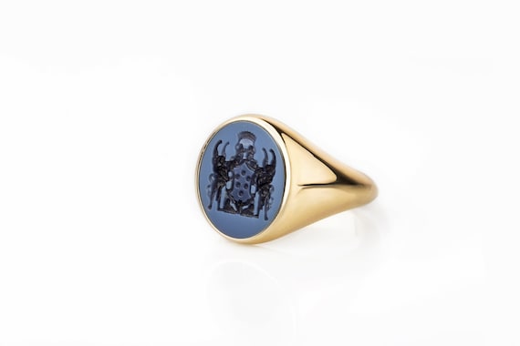 Sardonyx Signet Ring Stone Signet Ring Intaglio Gold Men Ring