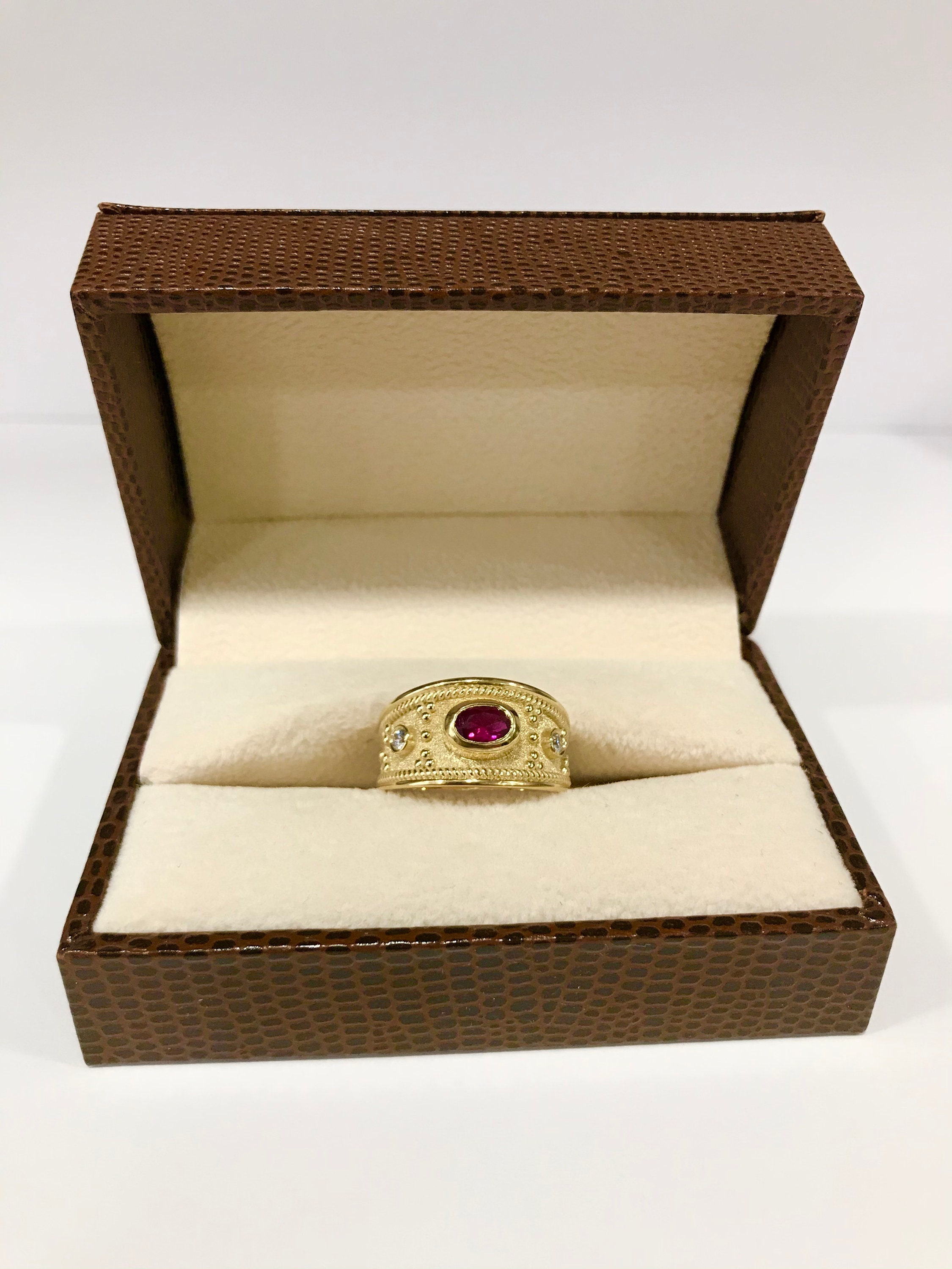 Etruscan Ring Ruby Gemstone Ring Gold Byzantine Ring | Etsy