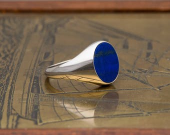 Lapis lazuli ring, Sterling Silver, Lapis Signet Ring, Man Silver Ring, Mens Lapis Ring, Pinky ring men silver, Man Pinky Ring, Husband Gift