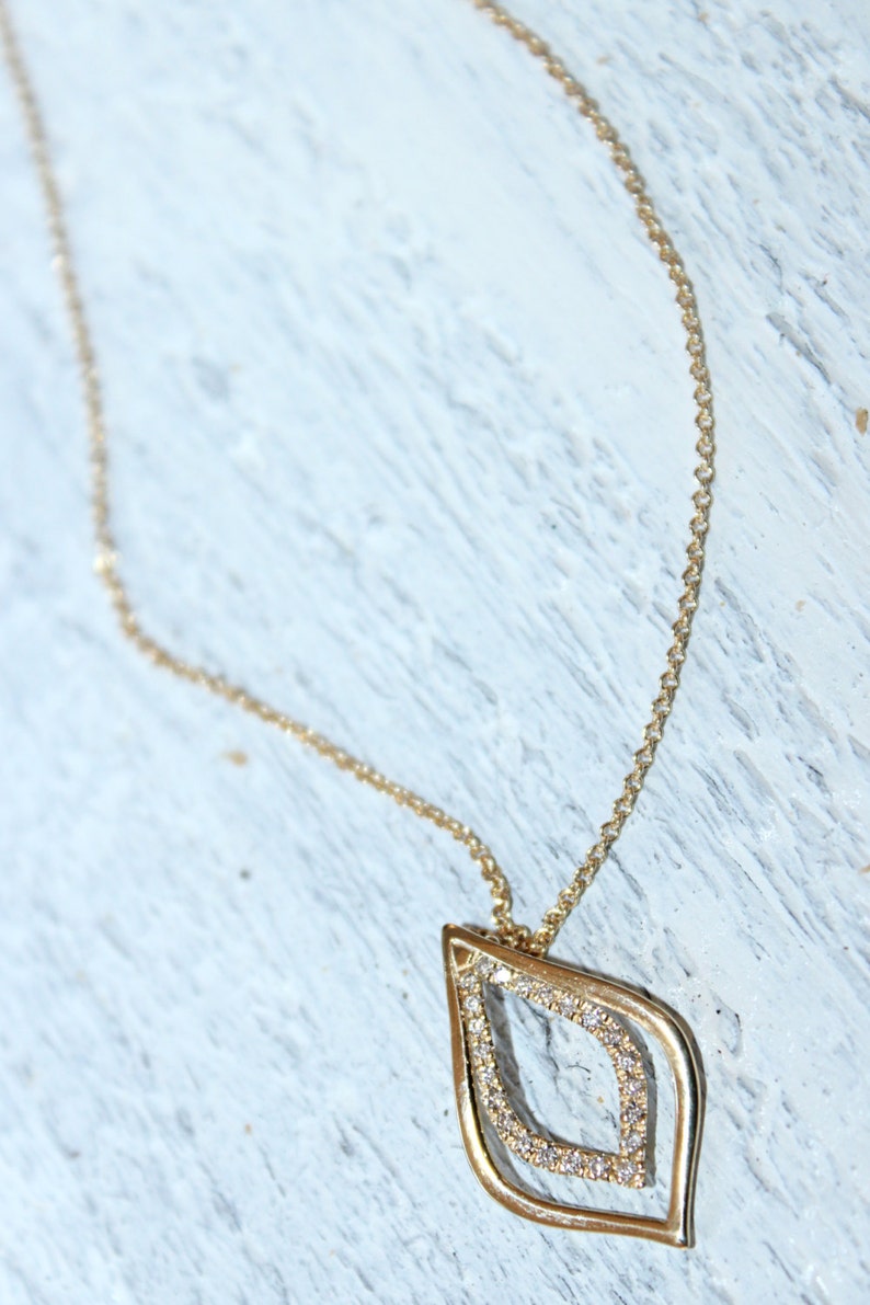 Diamond Necklace Gold Lily Necklace Woman Diamond Necklace Etsy
