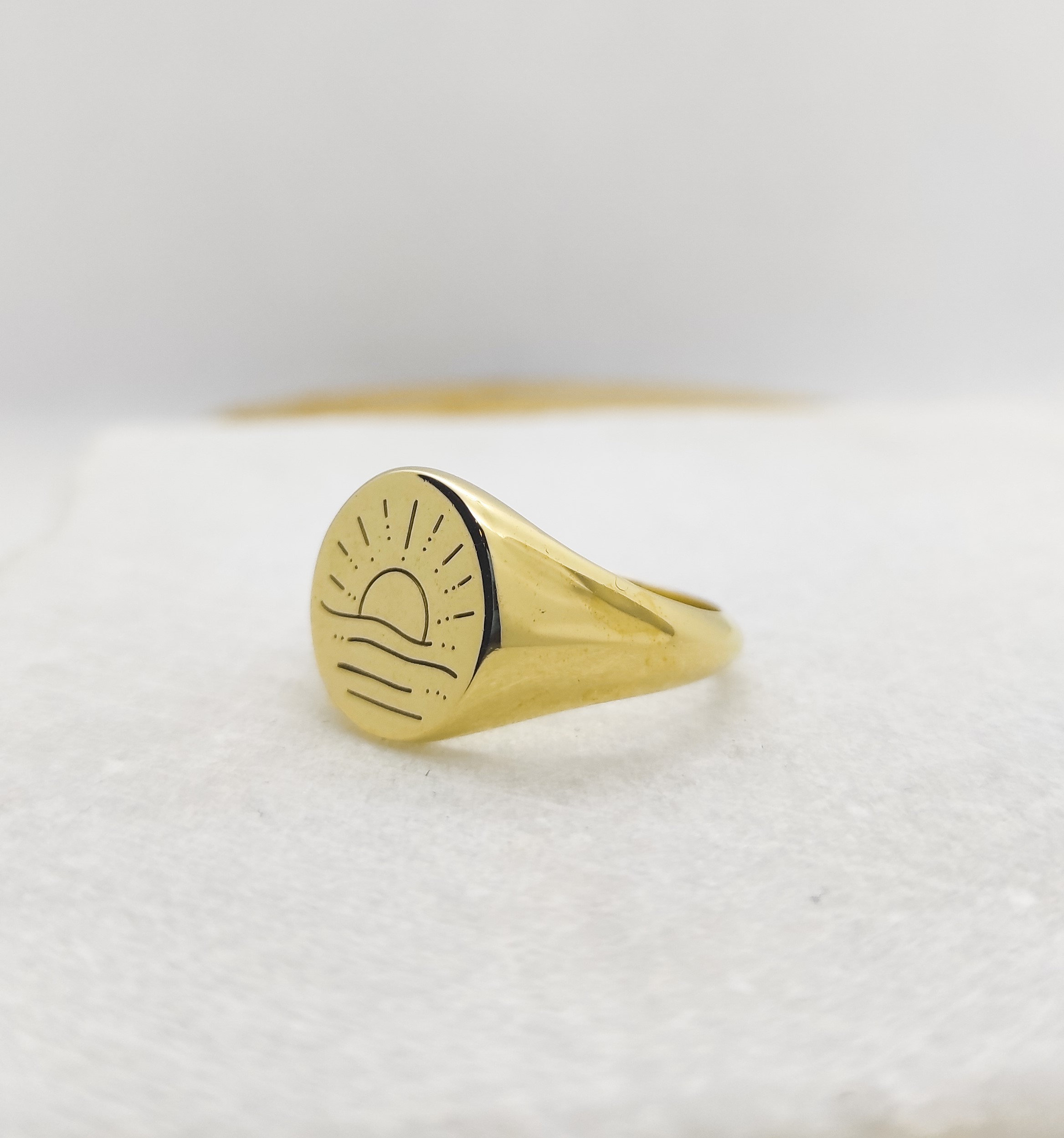 Gold Sun Ring Solid Gold Ring Sun Ring Engraved Sun Etsy