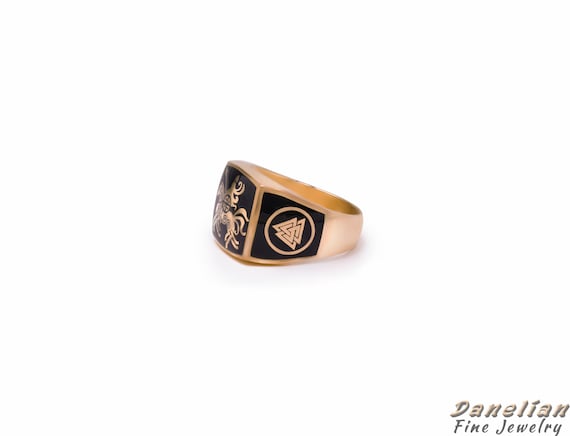 Viking Ring Celtic Band Men Sleipnir Odin Ring Viking Signet