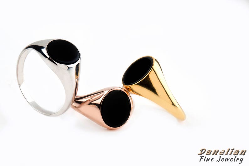 Gold Onyx Ring, Black Onyx Ring, Gold Pinky Ring, Mens Signet Ring, Gold Onyx Jewelry, Gift for Him, Fathers Day Gift, Graduation Gift image 3