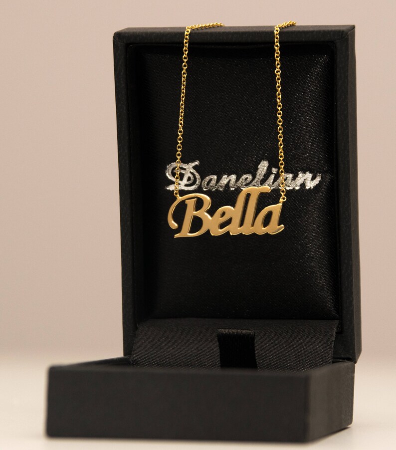 Any Name Bella Name Necklace CUSTOM NAME NECKLACE Solid Etsy