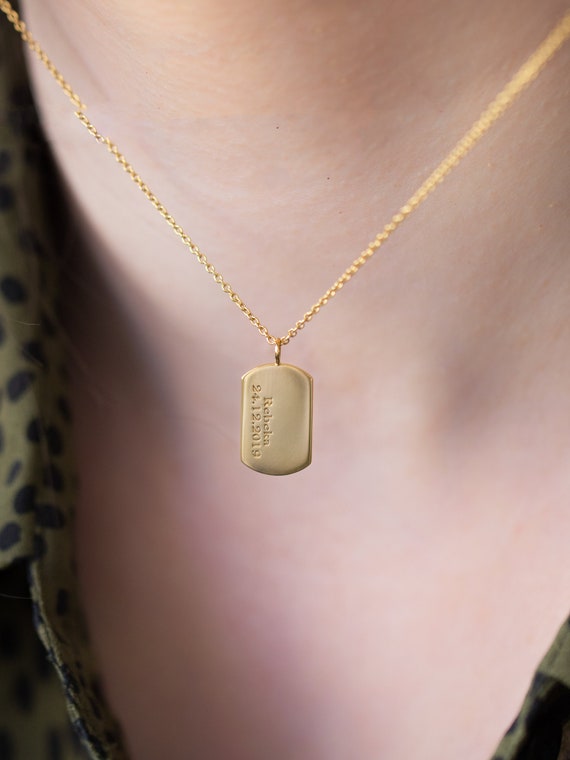 Real Gold Dog Tag Necklace 14k Gold Dog 