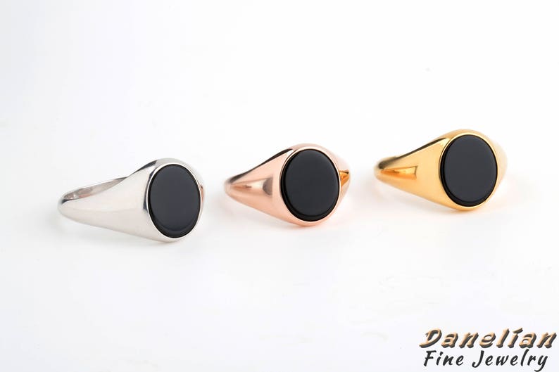 Gold Onyx Ring, Black Onyx Ring, Gold Pinky Ring, Mens Signet Ring, Gold Onyx Jewelry, Gift for Him, Fathers Day Gift, Graduation Gift image 2