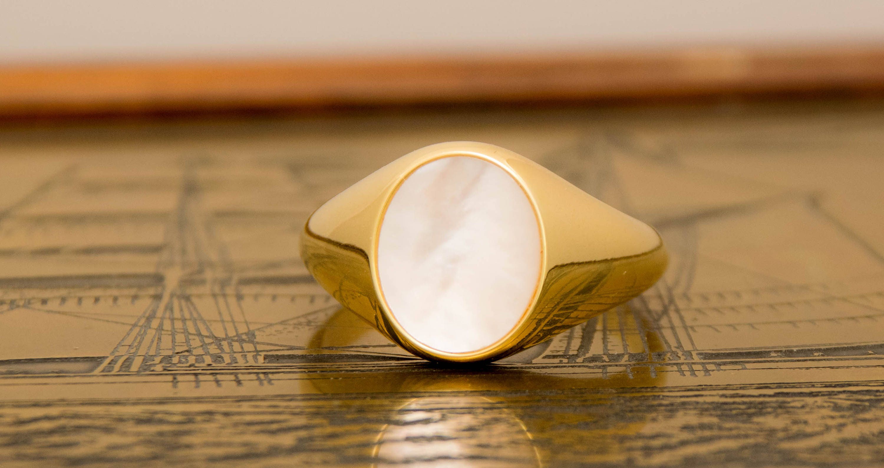Fused Mother of Pearl Woven Square Signet Ring - ShopperBoard
