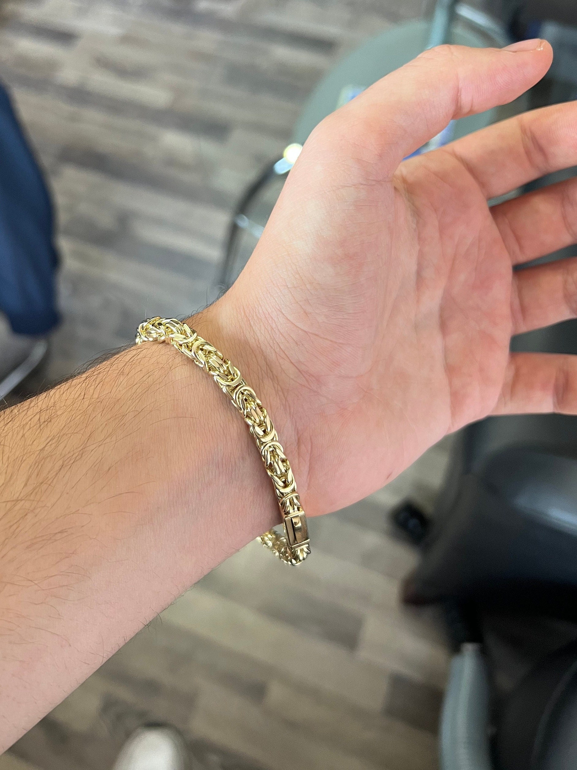 14K Gold Handmade Byzantine Bracelet Thick Gold Bracelet Chain