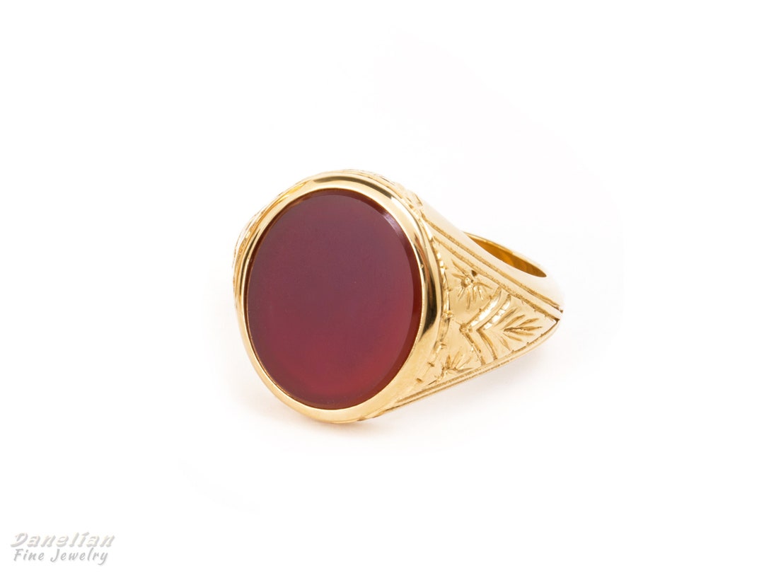 14K Gold Carnelian Signet Ring Gold Men Signet Ring Carnelian Ring Statement Rings Minimalist Ring Graduation Gift Ring Gift for Men Etsy