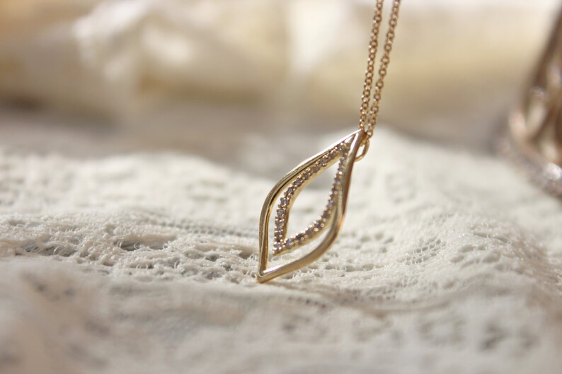 Diamond Necklace Gold Lily Necklace Woman Diamond Necklace Etsy