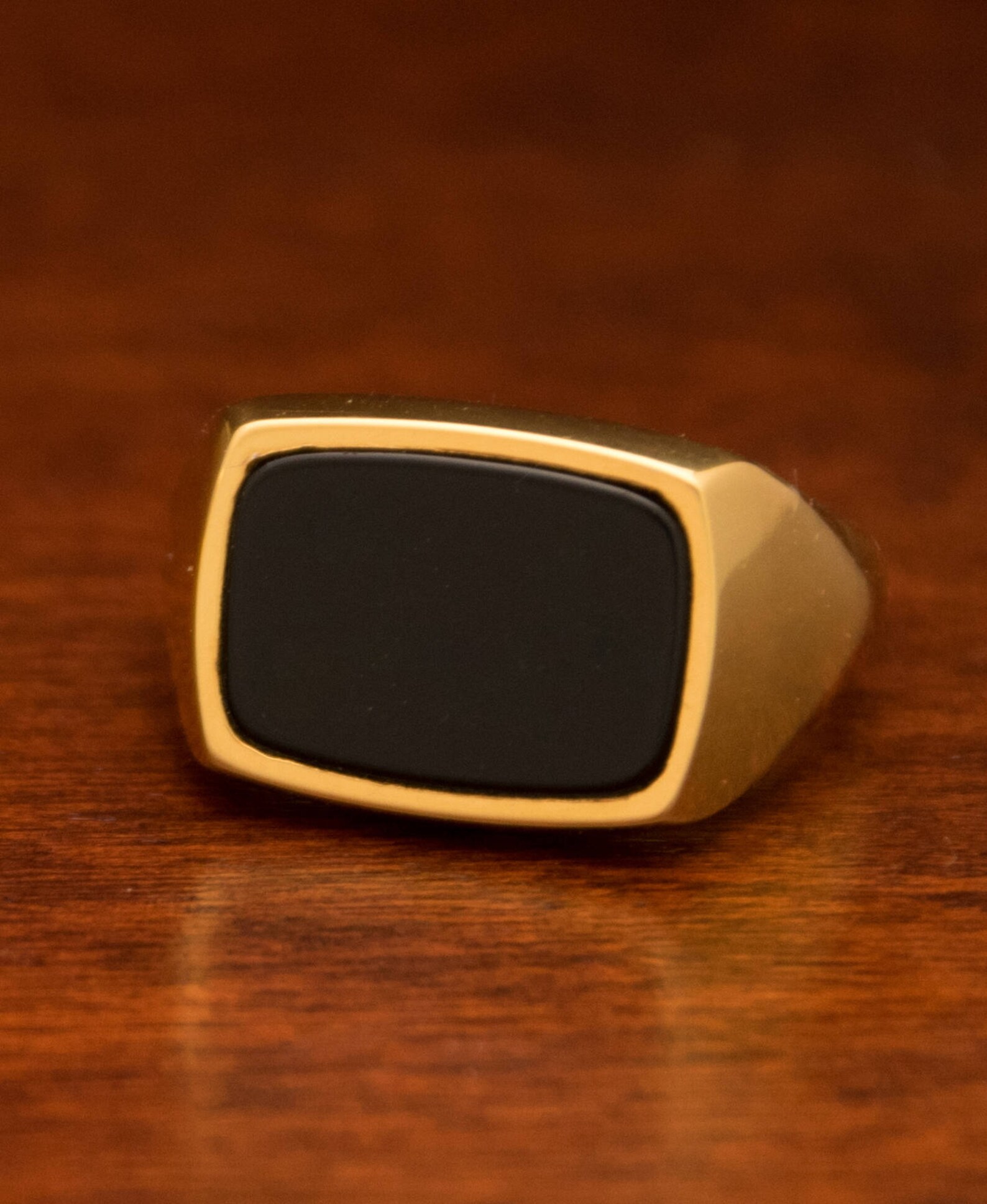 Gold Ring Gold Mens Ring Black Enamel Ring Man Gold Etsy