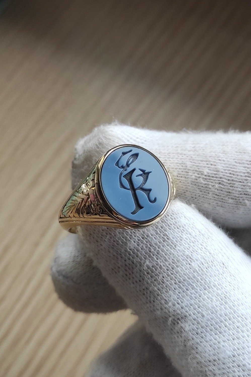 Blue sardonyx signet ring best sale